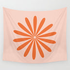 Big Daisy Retro Minimalism in Pale Blush Pink and Orange Wall Tapestry Gallery Image 4