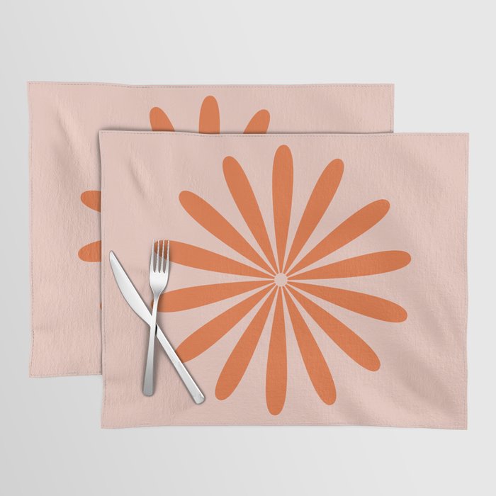 Big Daisy Retro Minimalism in Pale Blush Pink and Orange Placemat Gallery Image 1