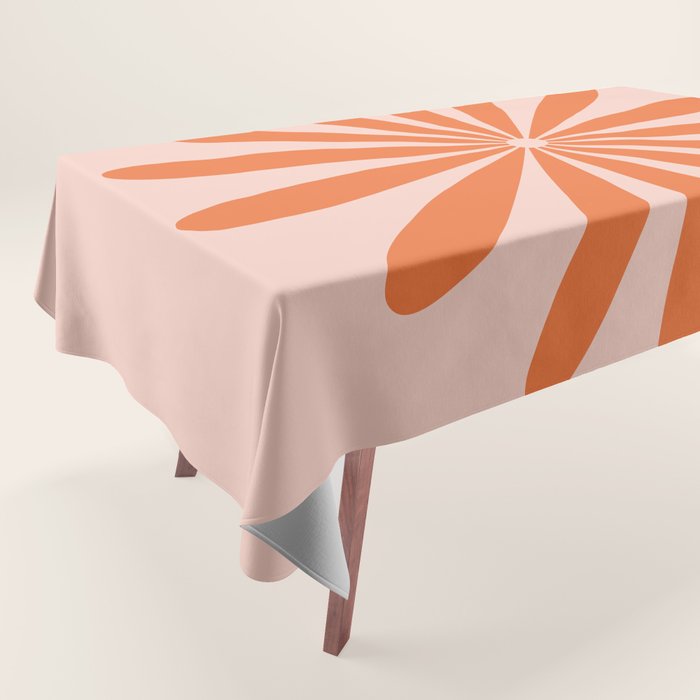 Big Daisy Retro Minimalism in Pale Blush Pink and Orange Tablecloth Gallery Image 1
