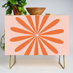 Big Daisy Retro Minimalism in Pale Blush Pink and Orange Credenza Gallery Image 1