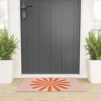 Big Daisy Retro Minimalism in Pale Blush Pink and Orange Welcome Mat Gallery Image 3