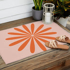 Big Daisy Retro Minimalism in Pale Blush Pink and Orange Outdoor Rug Gallery Image 2