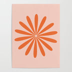 Big Daisy Retro Minimalism in Pale Blush Pink and Orange Poster Gallery Image 4
