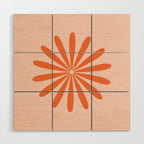 Big Daisy Retro Minimalism in Pale Blush Pink and Orange Wood Wall Art Gallery Image 1