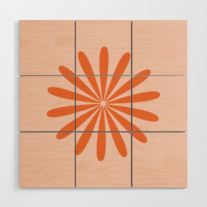 Big Daisy Retro Minimalism in Pale Blush Pink and Orange Wood Wall Art Gallery Image 1