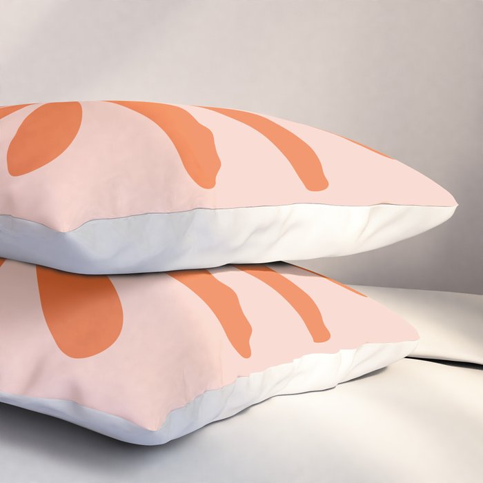 Big Daisy Retro Minimalism in Pale Blush Pink and Orange Pillow Sham Gallery Image 3