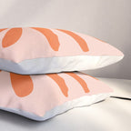 Big Daisy Retro Minimalism in Pale Blush Pink and Orange Pillow Sham Gallery Image 3