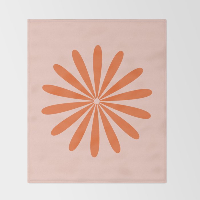 Big Daisy Retro Minimalism in Pale Blush Pink and Orange Throw Blanket Gallery Image 2