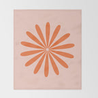 Big Daisy Retro Minimalism in Pale Blush Pink and Orange Throw Blanket Gallery Image 2