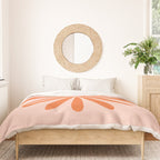 Big Daisy Retro Minimalism in Pale Blush Pink and Orange Duvet Cover Gallery Image 3