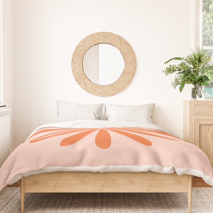 Big Daisy Retro Minimalism in Pale Blush Pink and Orange Duvet Cover Gallery Image 3