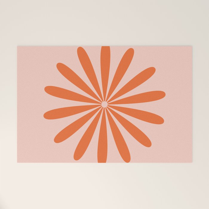 Big Daisy Retro Minimalism in Pale Blush Pink and Orange Welcome Mat Gallery Image 1