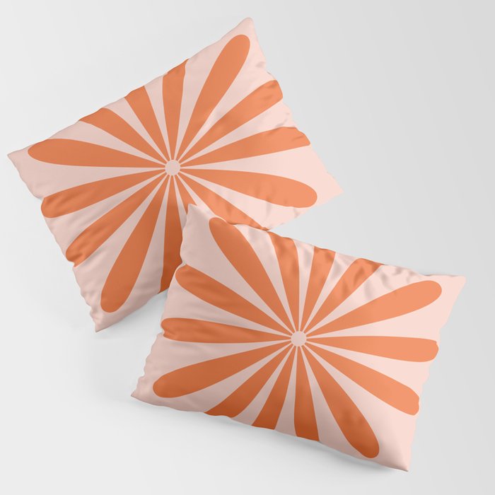 Big Daisy Retro Minimalism in Pale Blush Pink and Orange Pillow Sham Gallery Image 1