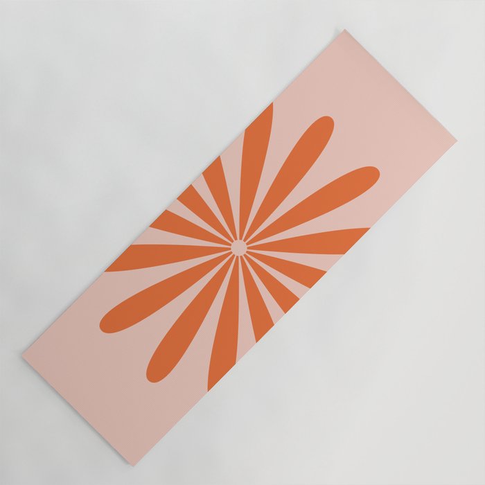 Big Daisy Retro Minimalism in Pale Blush Pink and Orange Yoga Mat Gallery Image 1