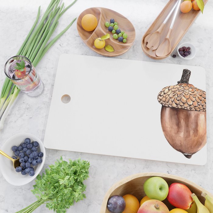 Fall Harvest. Acorn. Watercolor painting. Cutting Board Gallery Image 2