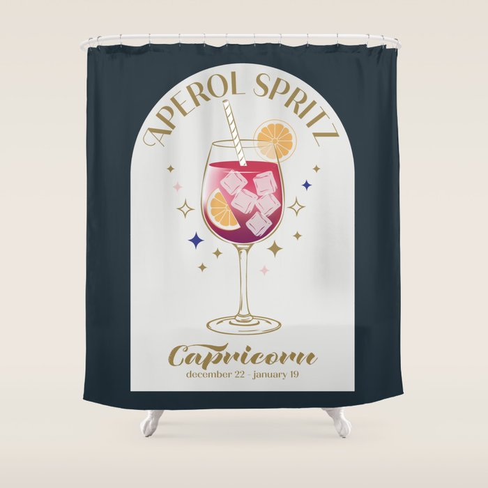  Aperol Spritz Cocktail Zodiac Sign Shower Curtain Gallery Image 1