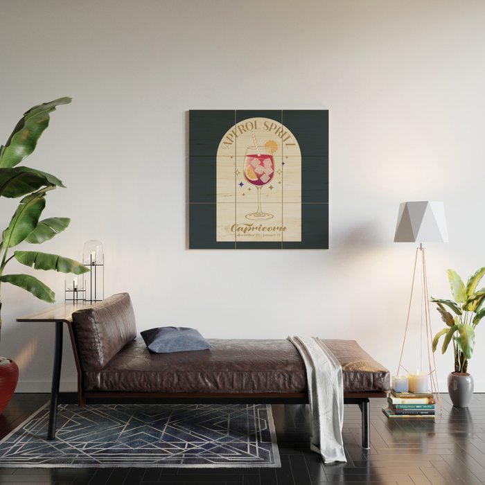  Aperol Spritz Cocktail Zodiac Sign Wood Wall Art Gallery Image 2