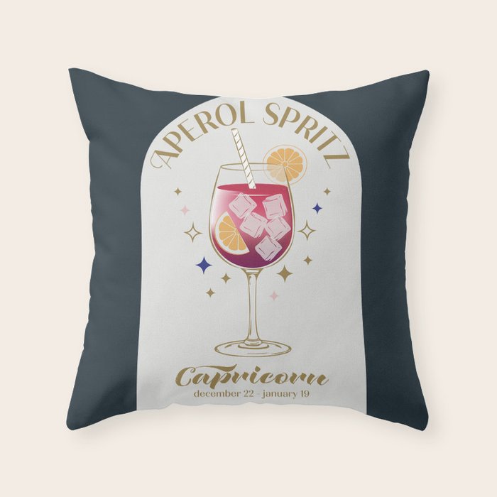  Aperol Spritz Cocktail Zodiac Sign Throw Pillow Gallery Image 6