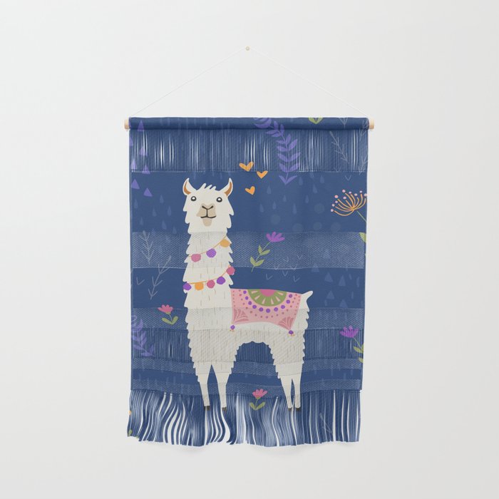 Llama on Blue Wall Hanging Gallery Image 1