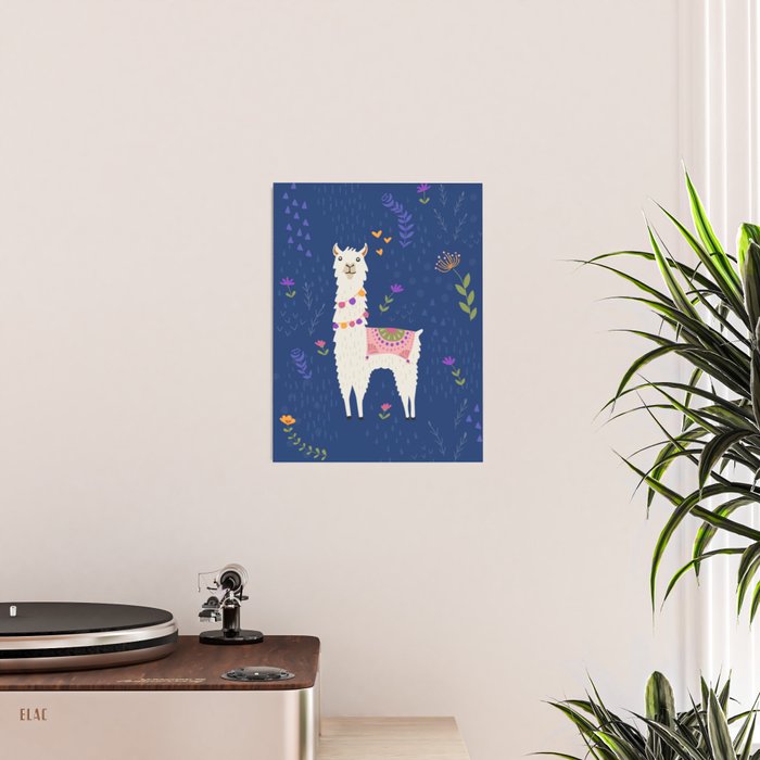Llama on Blue Poster Gallery Image 2