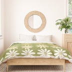 Ombre Abstract Daisies on Olive Green Duvet Cover Gallery Image 3