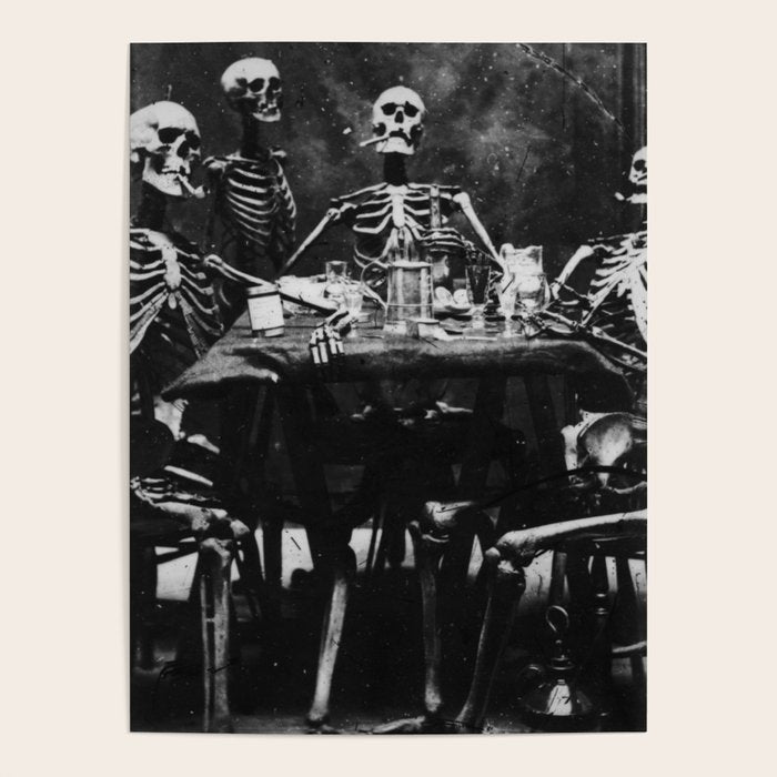 Six Skeletons Smoking vintage black and white photograph / photography poster Poster Gallery Image 4