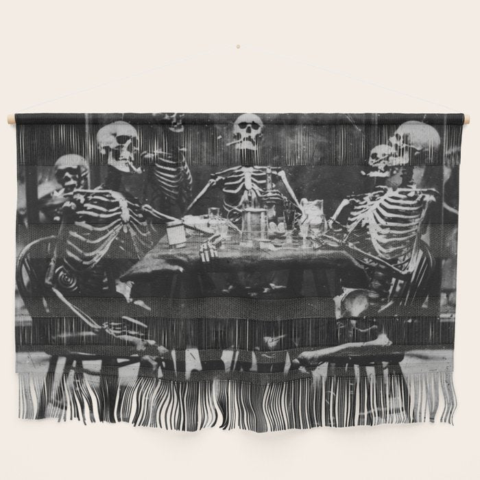 Six Skeletons Smoking vintage black and white photograph / photography poster Wall Hanging Gallery Image 1