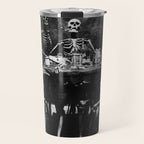 Six Skeletons Smoking vintage black and white photograph / photography poster Travel Mug Gallery Image 1