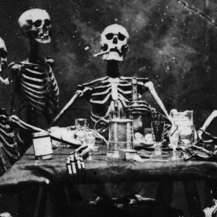 Six Skeletons Smoking vintage black and white photograph / photography poster Coffee Mug Gallery Image 2