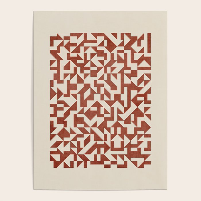 Dark Terracotta Geometric Modern Minimalist Artwork Poster Gallery Image 1