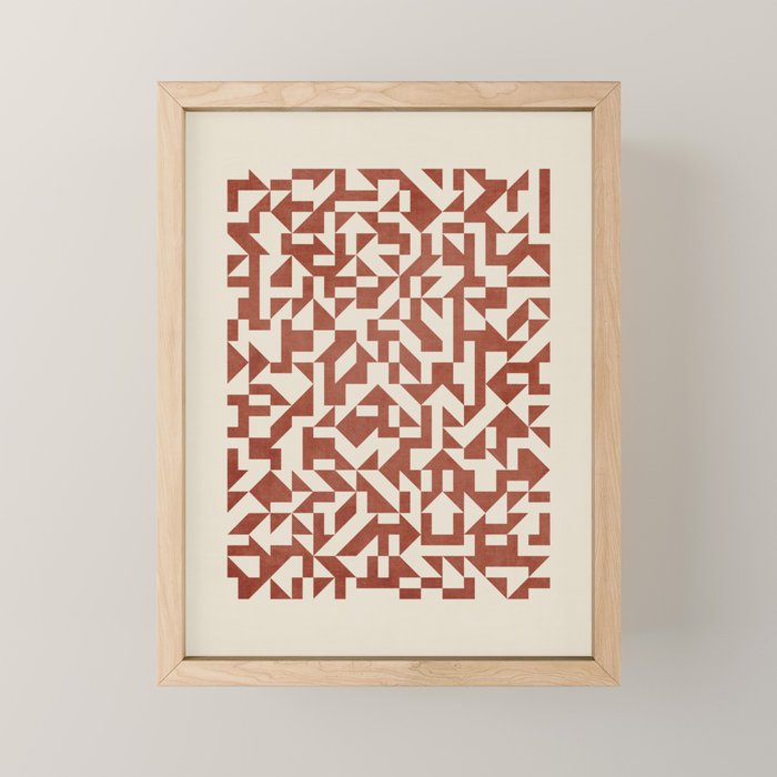 Dark Terracotta Geometric Modern Minimalist Artwork Mini Art Print Gallery Image 1