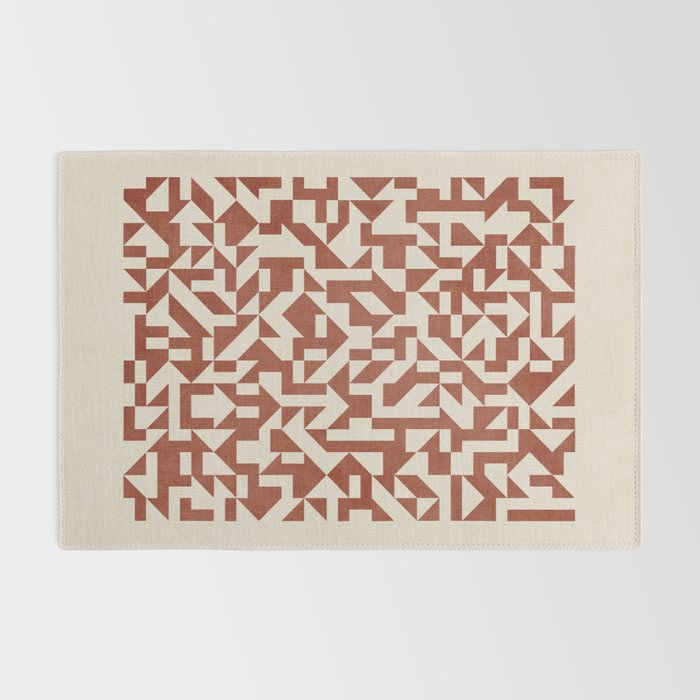 Dark Terracotta Geometric Modern Minimalist Artwork Rug Gallery Image 2
