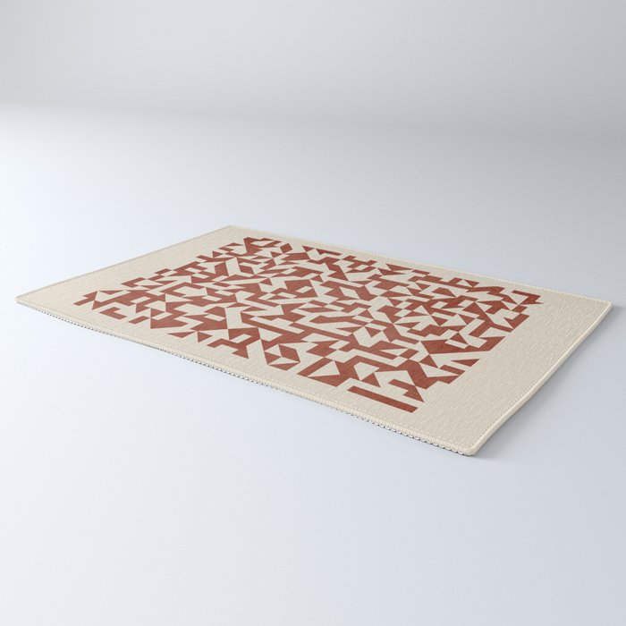 Dark Terracotta Geometric Modern Minimalist Artwork Rug Gallery Image 3