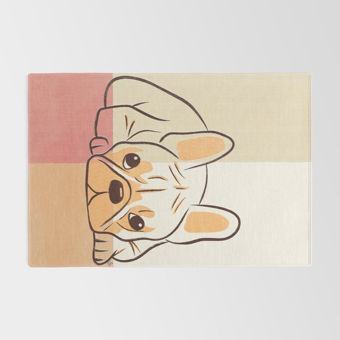 Adorable French Bulldog - Playful Dog Design in Neutral Tones Rug Gallery Image 2