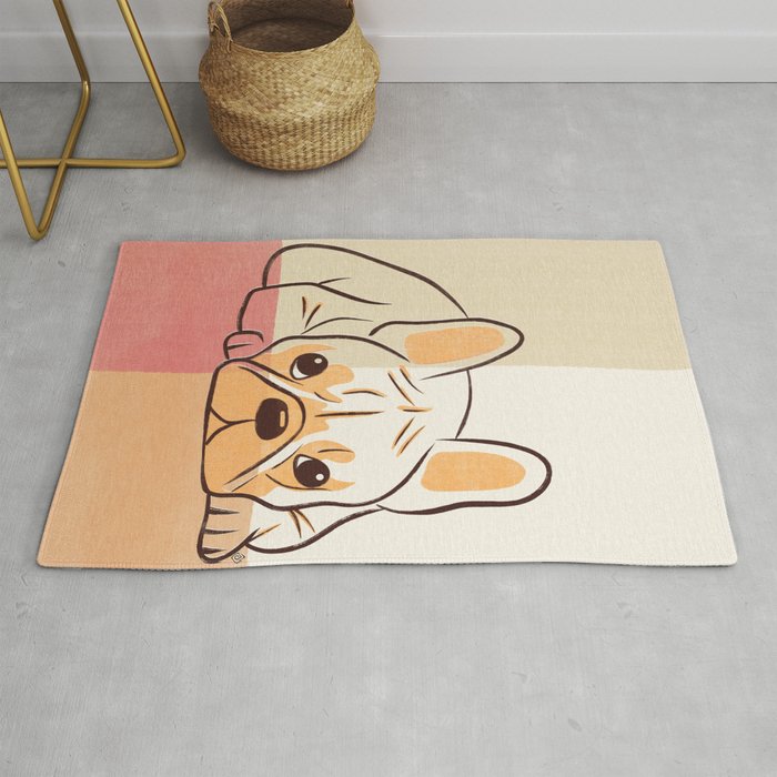 Adorable French Bulldog - Playful Dog Design in Neutral Tones Rug Gallery Image 1