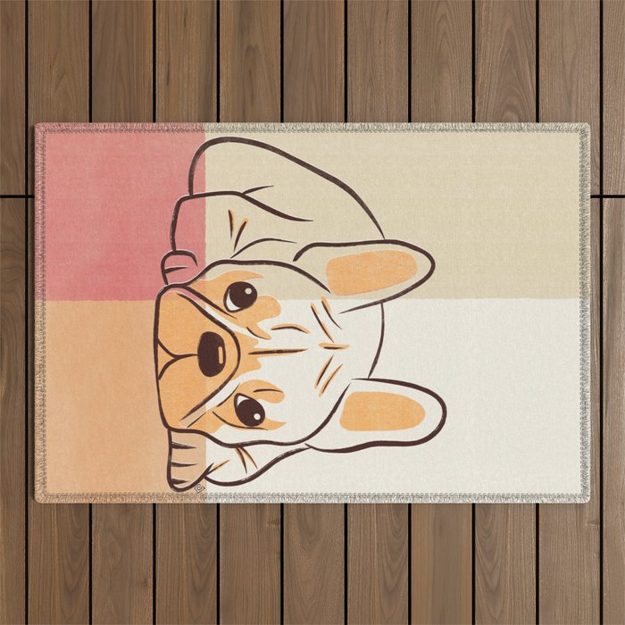 Adorable French Bulldog - Playful Dog Design in Neutral Tones Outdoor Rug Gallery Image 1