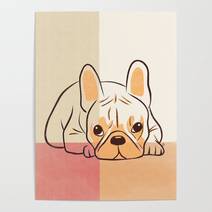 Adorable French Bulldog - Playful Dog Design in Neutral Tones Poster Gallery Image 4