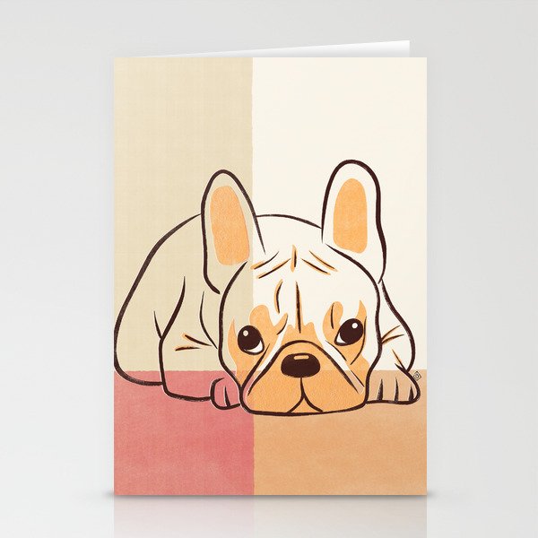Adorable French Bulldog - Playful Dog Design in Neutral Tones Stationery Card Gallery Image 2