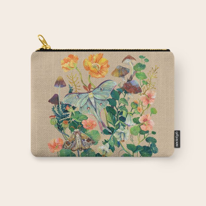 Floral Luna Moth Carry All Pouch Gallery Image 1