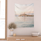 The Rovinj Sunset | Pastel colored travel photography at the sea | ocean print Wall Tapestry Gallery Image 2