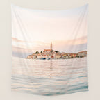 The Rovinj Sunset | Pastel colored travel photography at the sea | ocean print Wall Tapestry Gallery Image 4