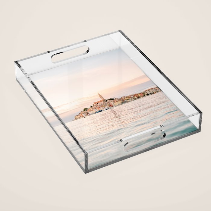 The Rovinj Sunset | Pastel colored travel photography at the sea | ocean print Acrylic Tray Gallery Image 1