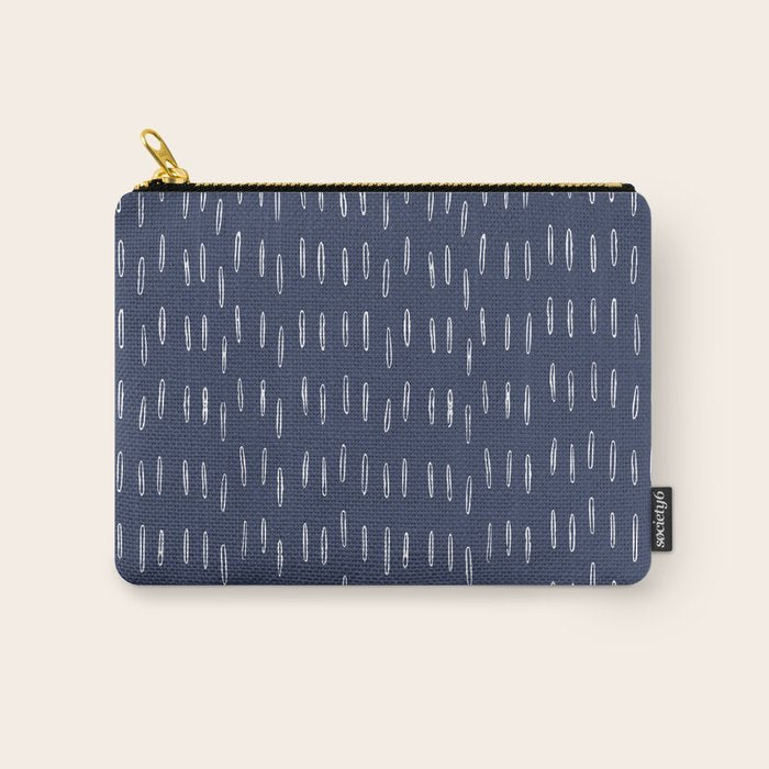 Boho Prints, Raindrops, Indigo Blue, Minimalism, Abstract Art Carry All Pouch Gallery Image 1