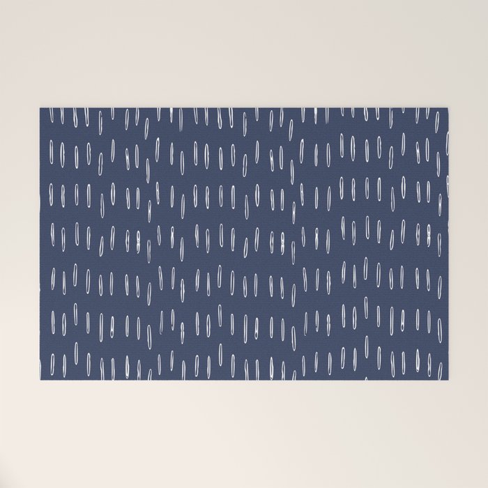 Boho Prints, Raindrops, Indigo Blue, Minimalism, Abstract Art Welcome Mat Gallery Image 1