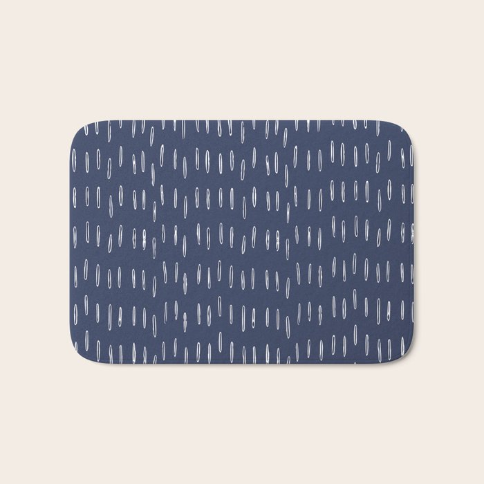 Boho Prints, Raindrops, Indigo Blue, Minimalism, Abstract Art Bath Mat Gallery Image 1