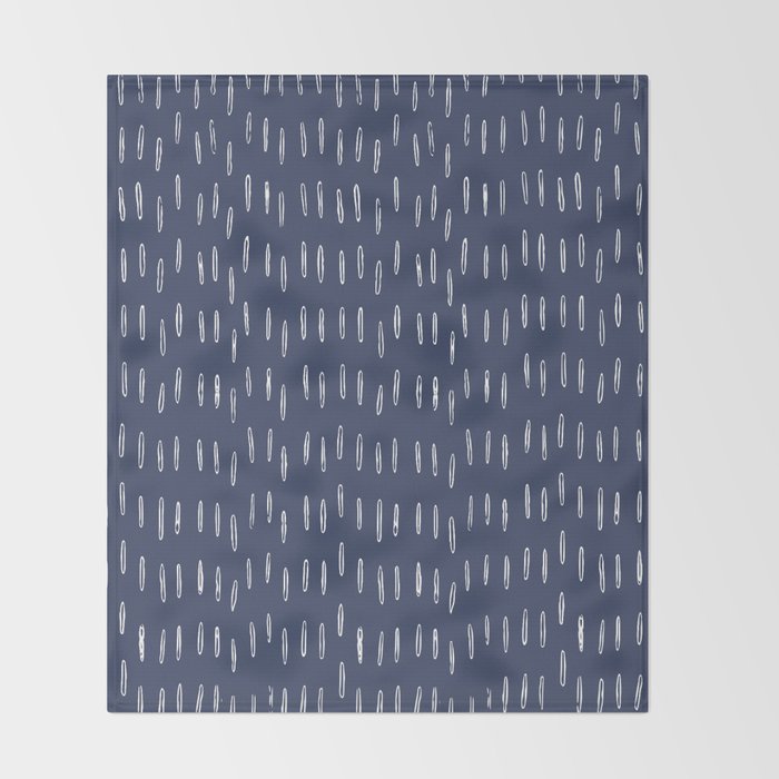 Boho Prints, Raindrops, Indigo Blue, Minimalism, Abstract Art Throw Blanket Gallery Image 2