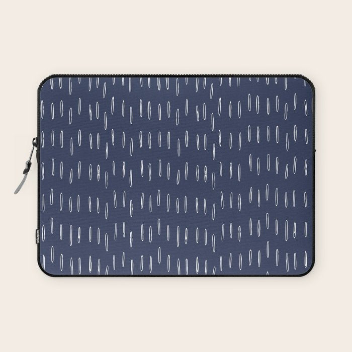 Boho Prints, Raindrops, Indigo Blue, Minimalism, Abstract Art Laptop Sleeve Gallery Image 1