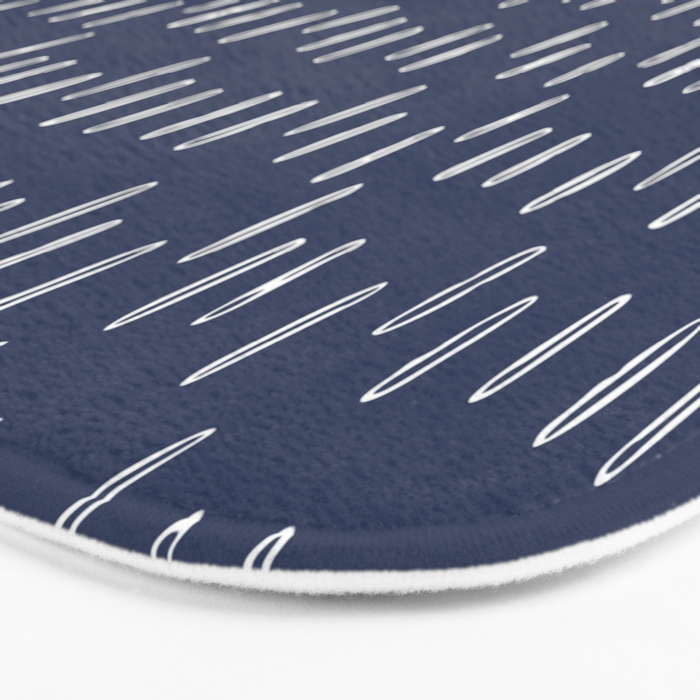 Boho Prints, Raindrops, Indigo Blue, Minimalism, Abstract Art Bath Mat Gallery Image 3