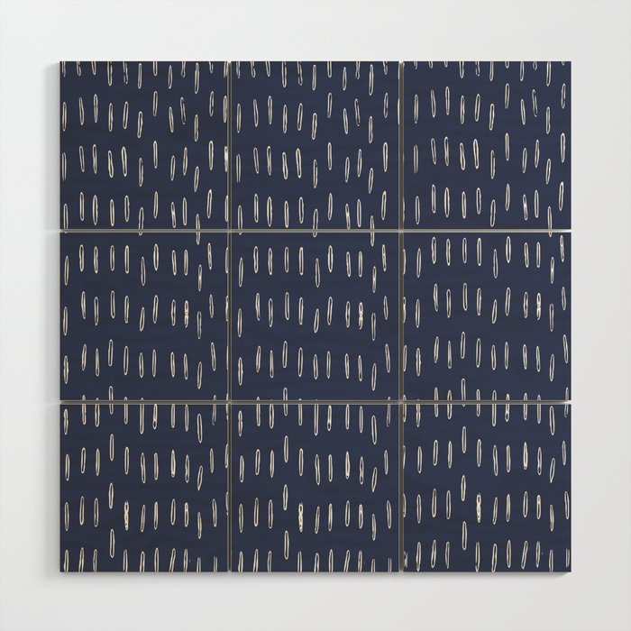 Boho Prints, Raindrops, Indigo Blue, Minimalism, Abstract Art Wood Wall Art Gallery Image 1