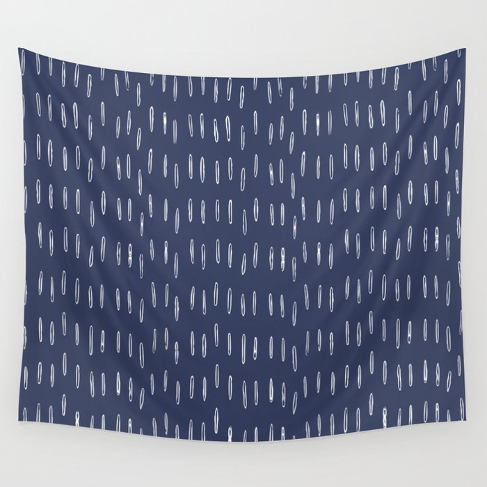 Boho Prints, Raindrops, Indigo Blue, Minimalism, Abstract Art Wall Tapestry Gallery Image 1